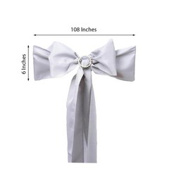 10 Silver Polyester CHAIR SASHES Ties Bows Wedding Party Ceremony Light Gray