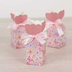 25 Pink Floral Top Party Favor Boxes Butterfly Print Events Decorations Supplies