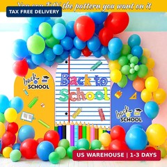 VitalCozy 7.2ft Notebook Arch Backdrop Cover Welcome Back to School Decoration S