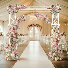 Elegant White Metal Wedding Stand Square Balloon Arch Garden Arbor Frame Decor