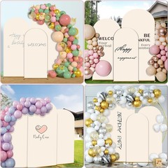 Versatile 3-Pc Spandex Arch Covers for Weddings, Showers & More – 6-7.2 FT Beige