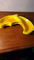 Decor Vintage Chip Trays No Dip Bowl Unmarked Pottery Glazed Yellow Orange