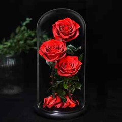 Three Eternal Roses with Glass Dome – Valentine’s Day Gift