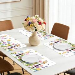 6 Pcs Lavender Tulip Placemats, 11×16 Inch Summer Floral colorful tulips