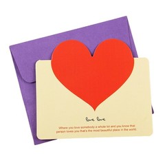 10pcs/bag Mixed Color LOVE Heart Shape Greeting Card Valentines Day Gift Card We