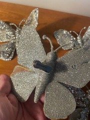 4 Champagne Butterfly Clips Blush Large 6″ Wedding Decorations Sparkly Glitter