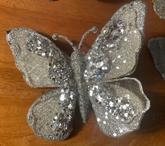 4 Champagne Butterfly Clips Blush Large 6″ Wedding Decorations Sparkly Glitter