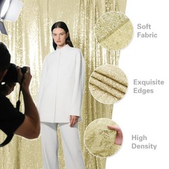 Champagne Sequin Backdrop Curtain 4 Pieces 2FTx8FT Glitter Photography Backdr…