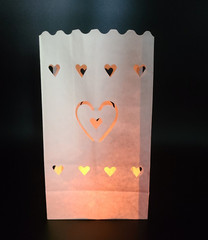 50 Heart Luminary Bags – White for Wedding Valentine Romance Love Luminaria