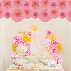 Hanging Paper Fans Party Set 6Pcs Decoration for Home Birthday Wedding(Pink)