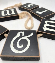 Mr & Mrs Wood Rope Photo Prop Sign Wedding Decorative Letters Black & White