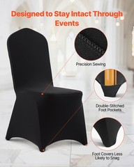 VEVOR 100PCS Black Stretch Spandex Folding Chair Covers for Wedding Party Dining