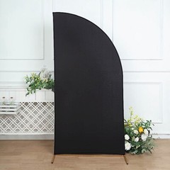 7 ft x 3 ft BLACK Matte Fitted Spandex Half Moon Arch Stand Cover Wedding