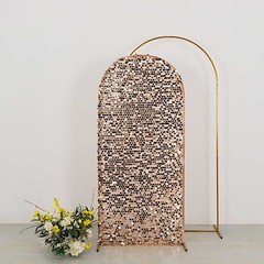 6 ft BLUSH Big Payette Sequin Fitted Round Top Wedding Arch STAND COVER Party