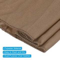 10Pcs 14″x5″ Stretch Chair Sashes Bows Chair Bands Sash with Buckle Light Brown