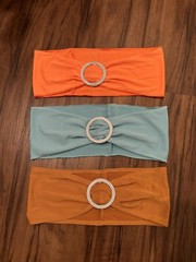 20 Lot GOLD Spandex CHAIR Sash SILVER BUCKLE SLIDER Belt WEDDING PARTY SHOWER