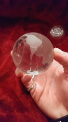 Beautiful Genuine Crystal World Globe Earth Sphere Etched Frosted Glass Ball