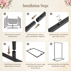 50″ H Wedding Welcome Sign Stand with Anti-Rust Coating, 50*30*20in Black