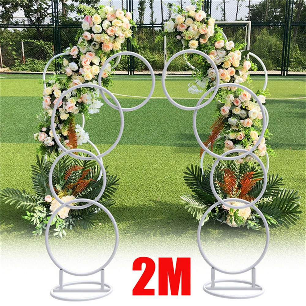 Set of 2 Oversized Round Wedding Arch Backdrop Metal Hoop Floral Stand Party Dec