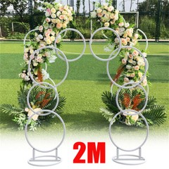 Set of 2 Oversized Round Wedding Arch Backdrop Metal Hoop Floral Stand Party Dec