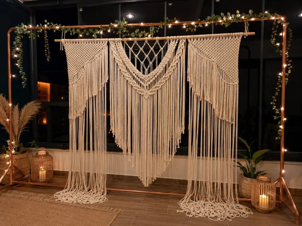 Large Macrame Wedding Backdrop Boho Reception Wall Hanging Cotton Backdrop