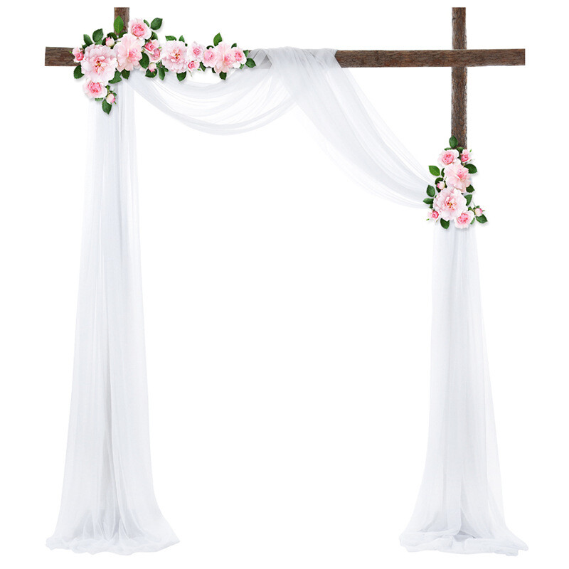 18FT Sheer Tulle Draping Arch Party Curtain Backdrop For Wedding Ceremony Decor