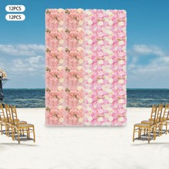 3D Flower Wall Panel-12pcs Artificial Flower Wall Background Silk Rose Wedding