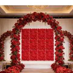 12pcs Red Flower Wall Panel Backdrop For Wedding Party Decor Easy To Use