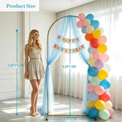 6.6 FT Metal Arch Backdrop Stand, Gold | Wedding Arch, Balloon Arch Stand, for P