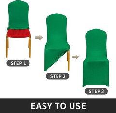 Stretch Spandex Chair Cover for Wedding, Party, Banquet Event (Emerald, 12)