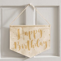 Mud Pie E7 Birthday Celebrate Gold Canvas Decorative Flag Hanger 4265336
