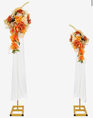 Gold Metal Arch Backdrop Stand, Free Standing Floral Theme 7.5 ft