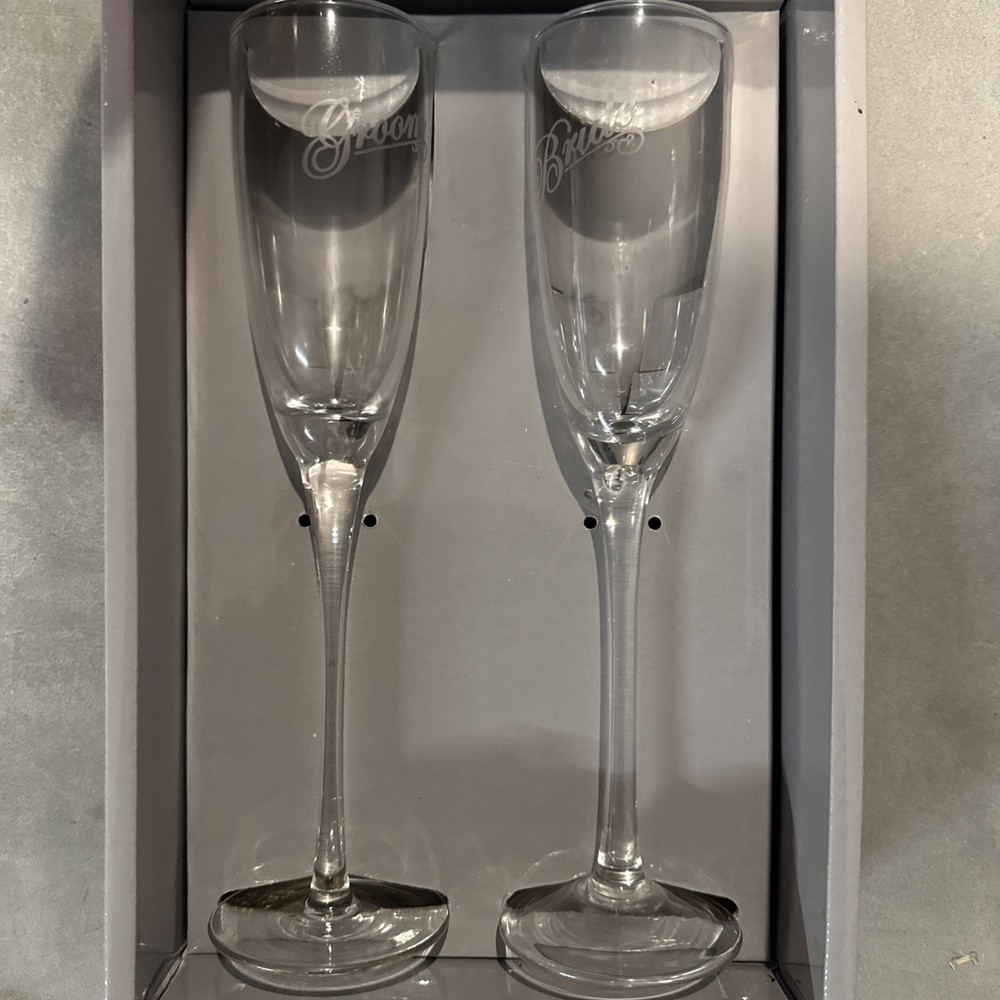 Studio His & Hers Mr & Mrs Fluted Cylinder Toasting Glasses Wedding Toast