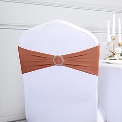 10 Terracotta Spandex CHAIR SASHES with Silver Round Buckles Wedding