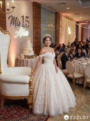 NEW Gold White 6ft King Queen Throne Chair Diamond Tufted Wedding Banquet Party