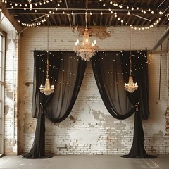 5ft x 32ft BLACK Premium Chiffon Sheer Backdrop CURTAIN PANEL Drape Party Events