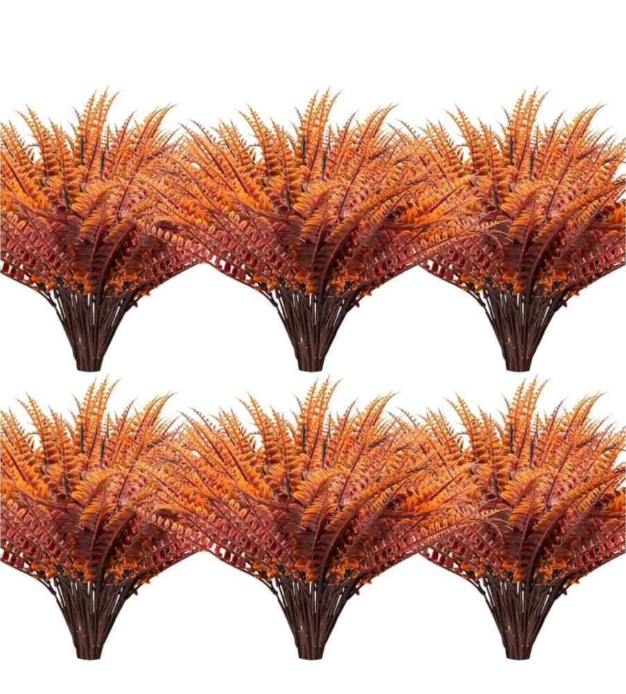 12 Bundles Artificial Plants, Fake Boston Fern Fall Outdoor UV Resistant …