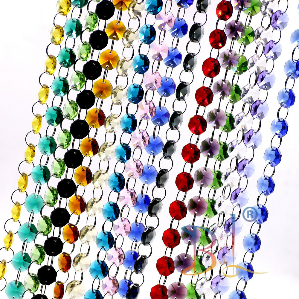 1m/3.3ft Colorful Crystal 14mm Octagonal Bead Garland Strands Garland Chandelier