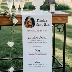 Custom Pet Dog Wedding Bar Menu Banner Signature Drinks Sign
